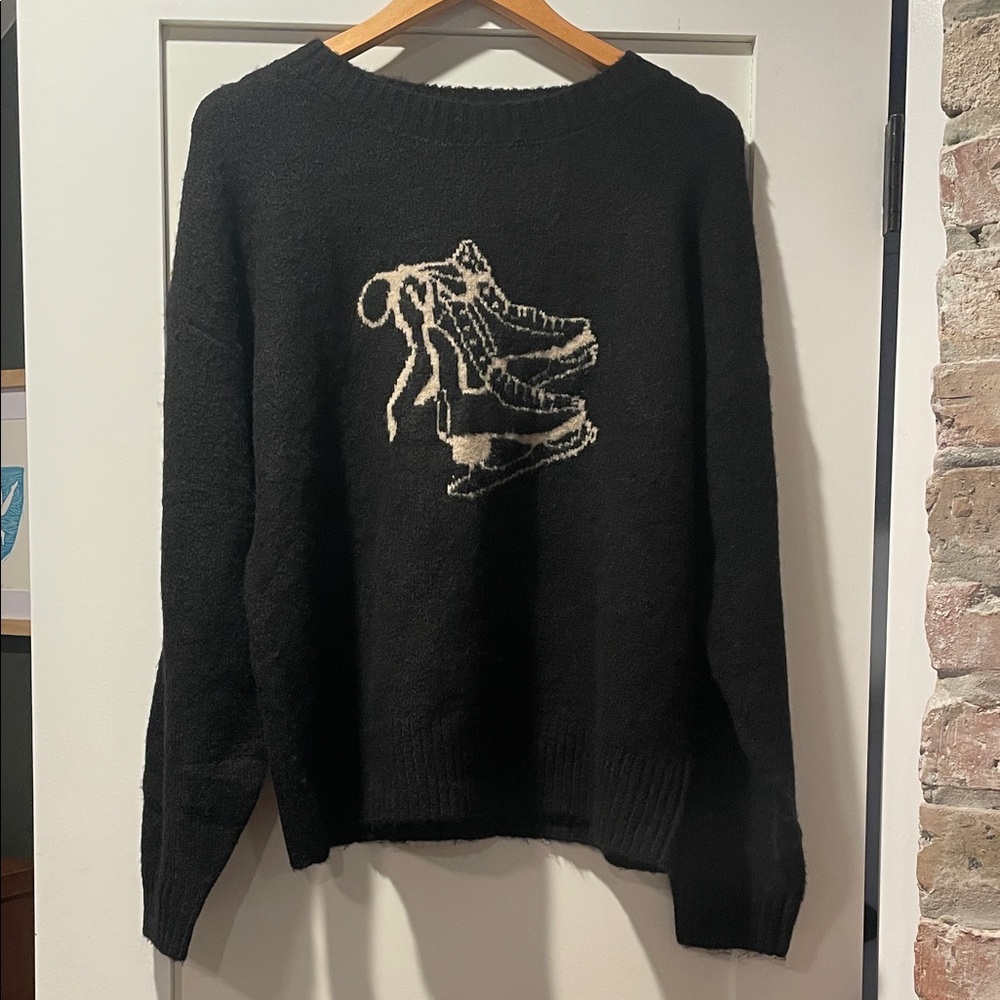 Workshop Republic Cute Ice Skating Black Sweater